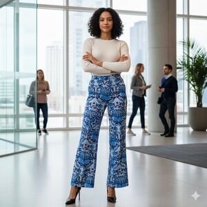 SANDRO PARIS FLORAL WIDE-LEG TROUSERS Sz40/8US FOR OFFICE, RESORT OR WEEKEND